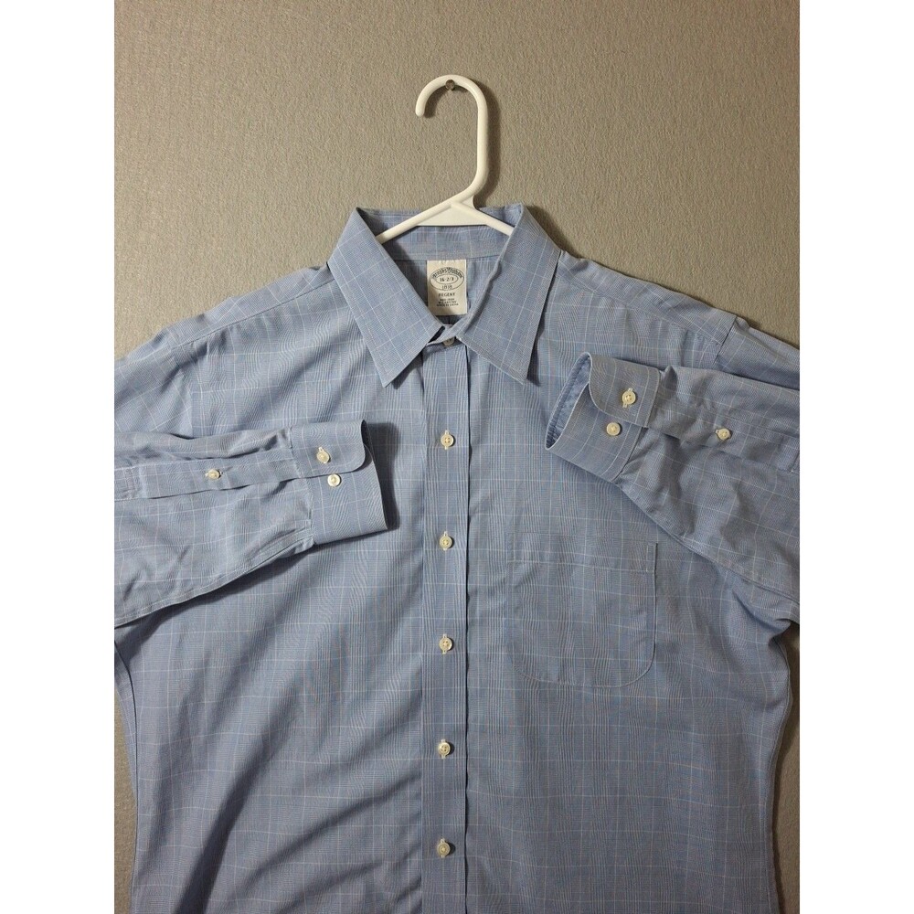 Brooks Brothers Regent Dress Shirt Mens 16 33 Blue Button Up Business Preppy